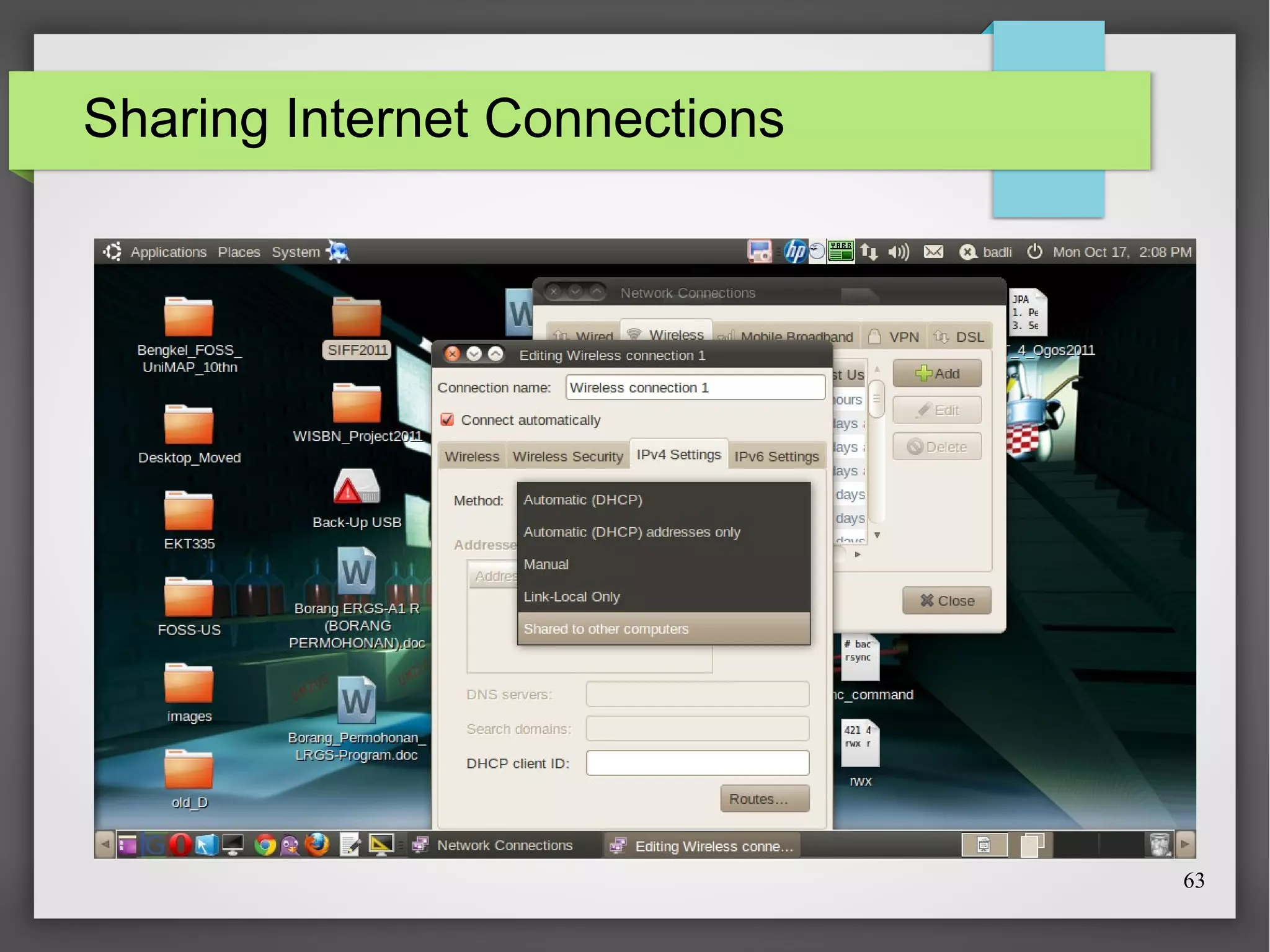 Sharing Internet Connections

63

 