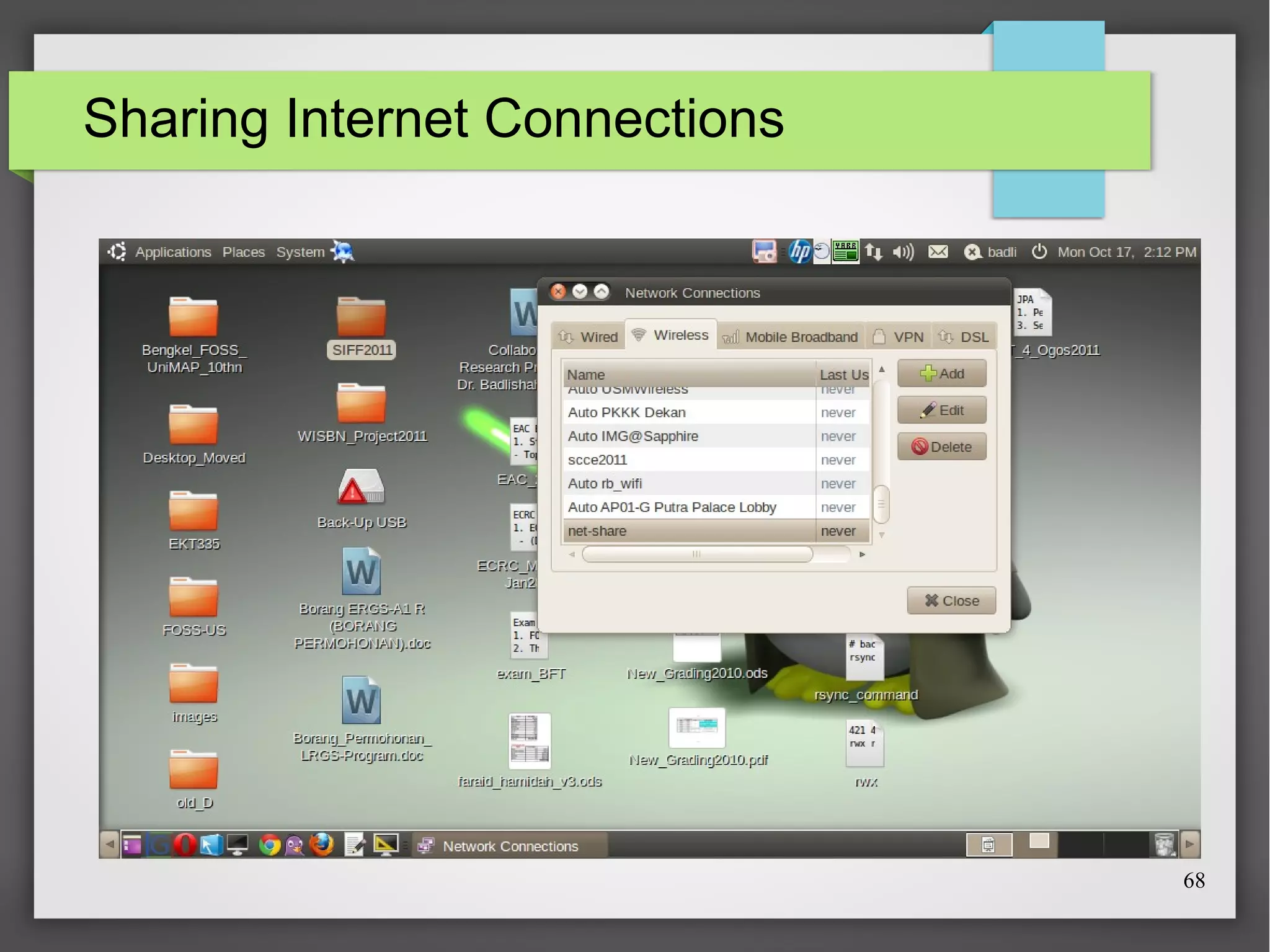 Sharing Internet Connections

68

 