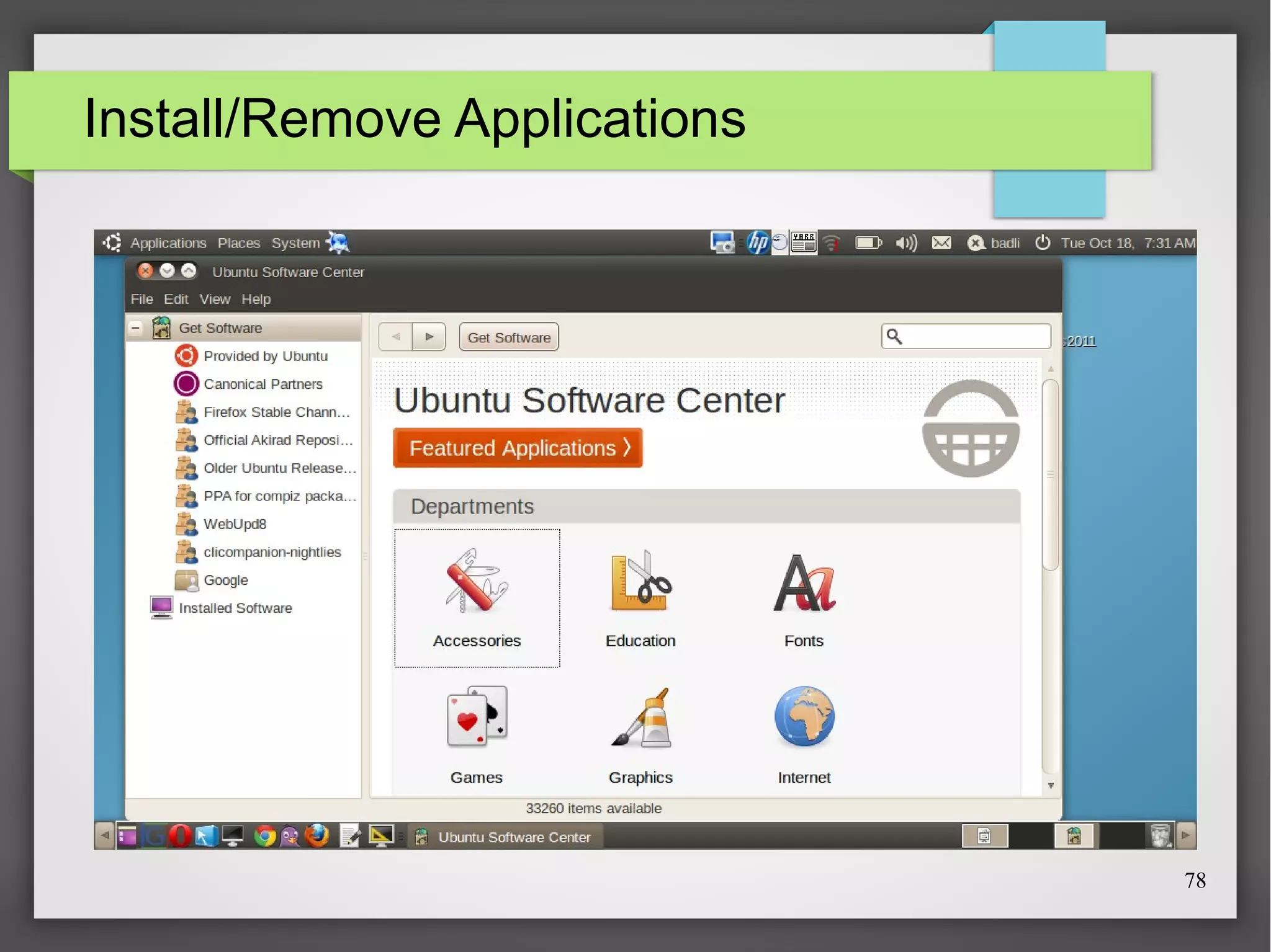 Install/Remove Applications

78

 