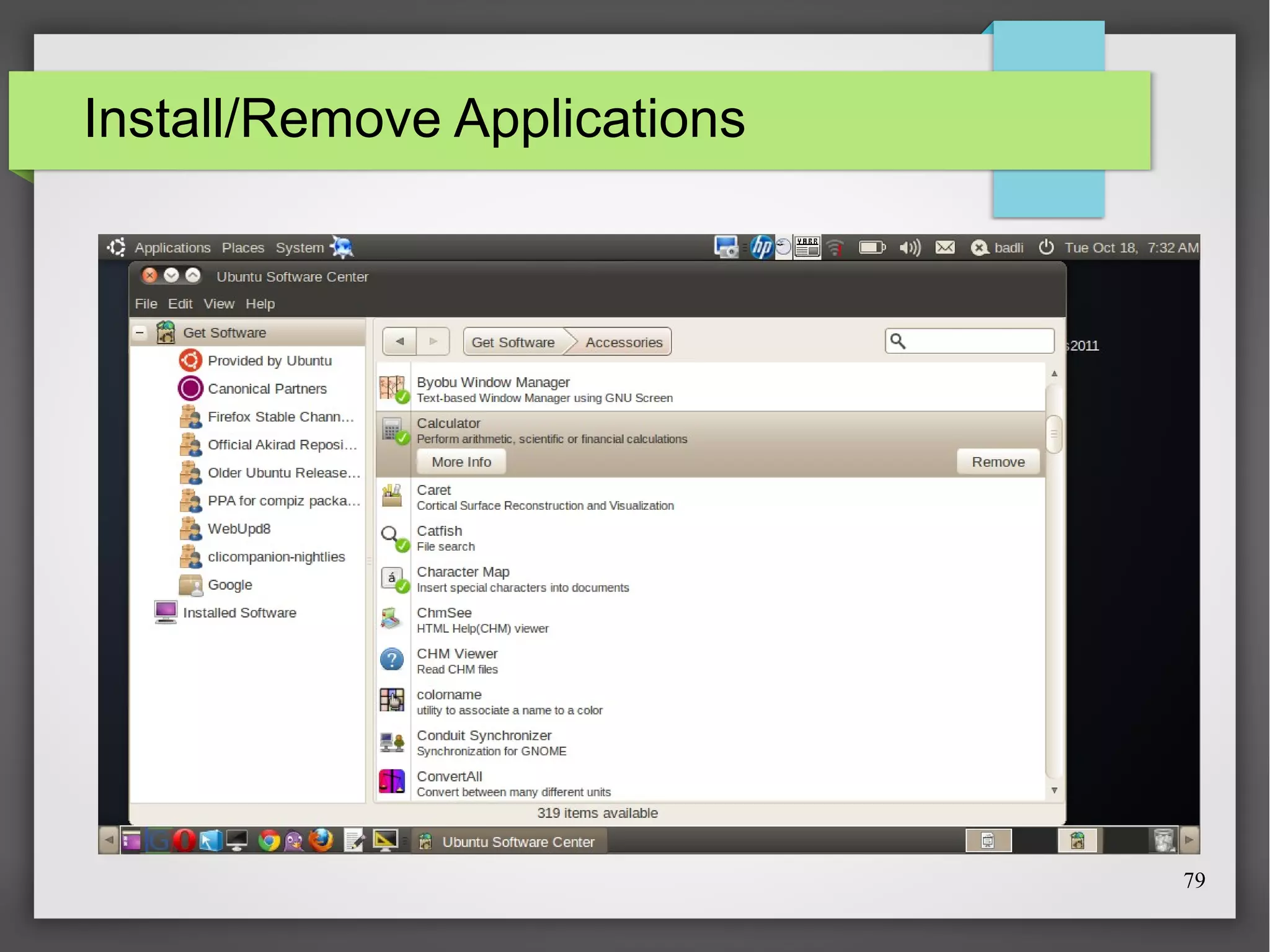 Install/Remove Applications

79

 
