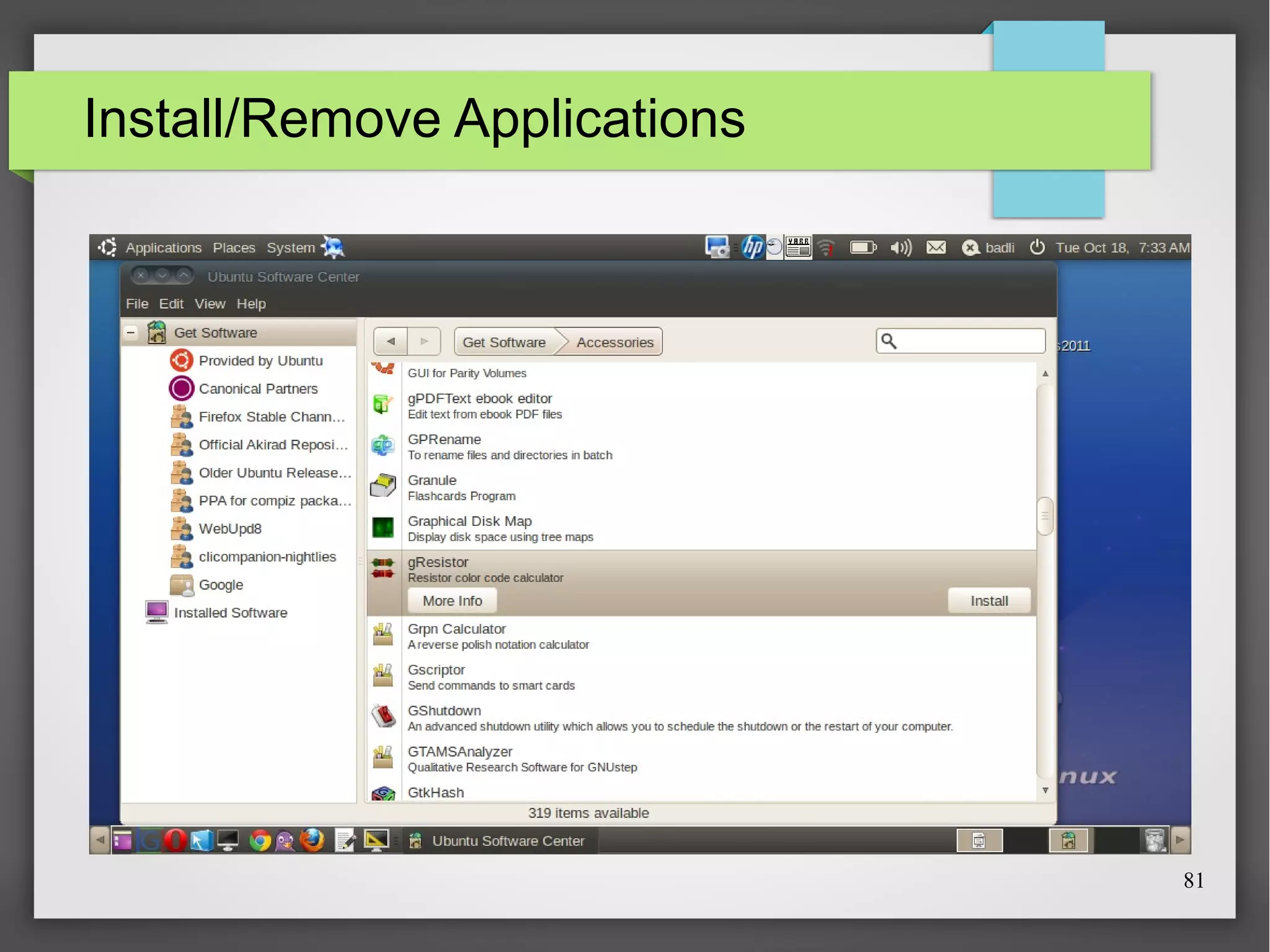 Install/Remove Applications

81

 