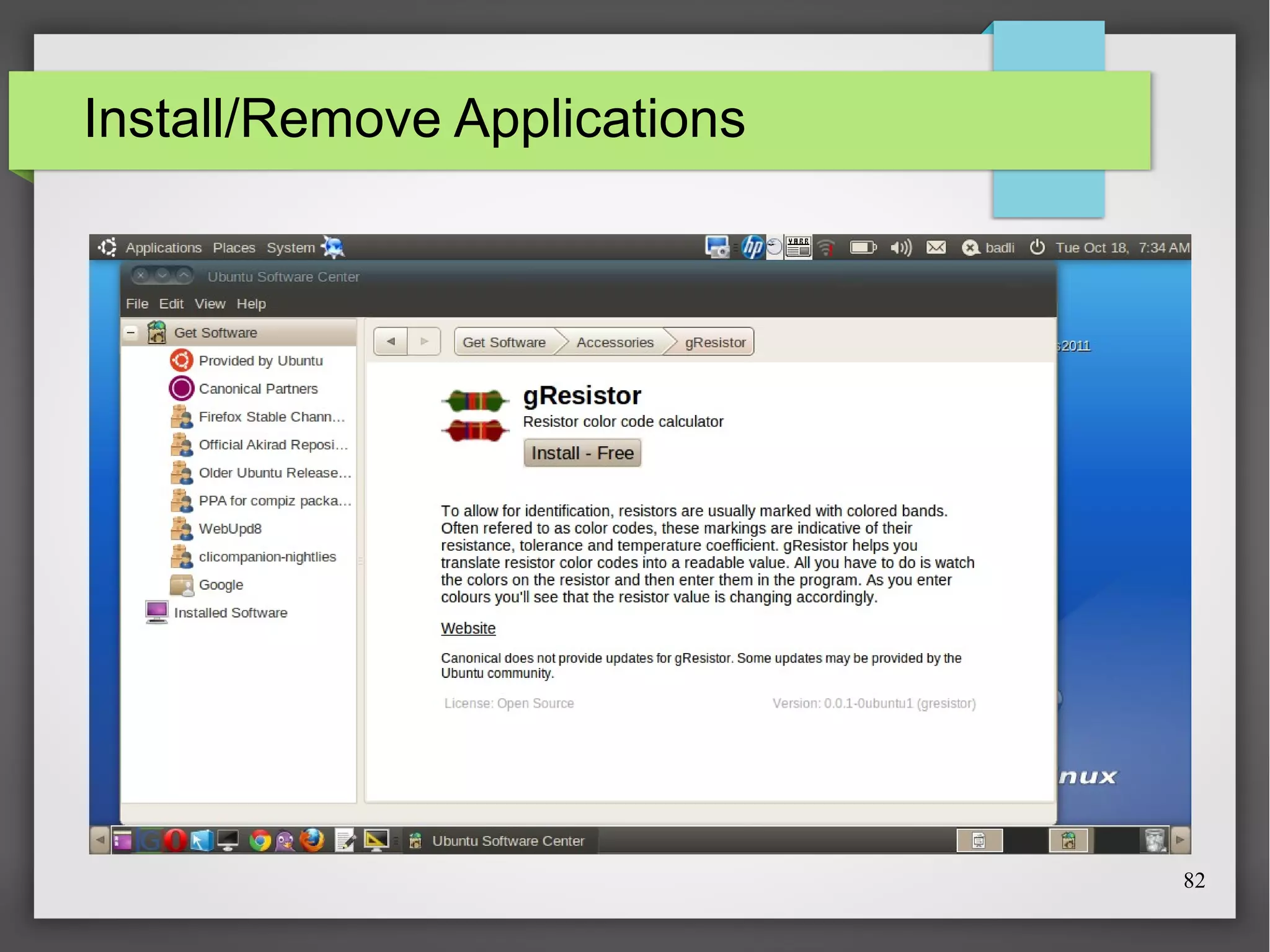 Install/Remove Applications

82

 