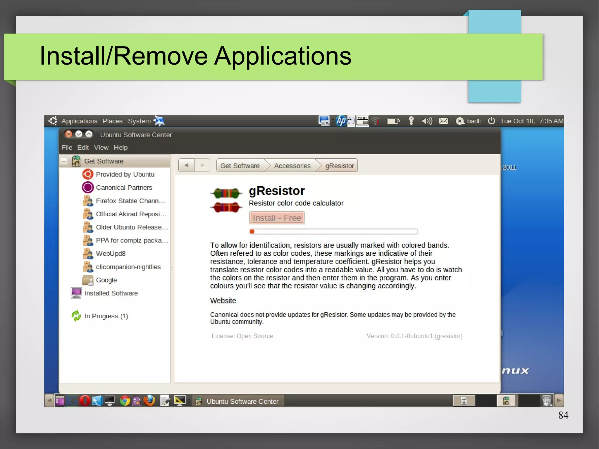 Install/Remove Applications

84

 