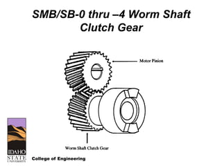 College of Engineering
SMB/SB-0 thru –4 Worm Shaft
Clutch Gear
 