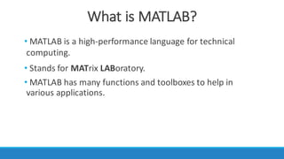 Introduction to MATLAB 1 | PPT