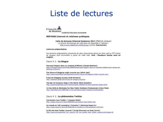 Liste de lectures 
