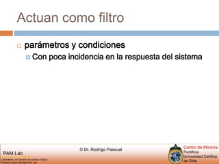 Actuan como filtroparámetros y condiciones Con poca incidencia en la respuesta delsistema