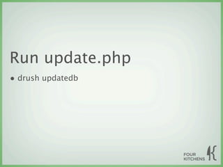 Run update.php
• drush updatedb
 