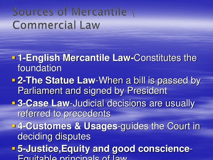 Introduction to Mercantile and Commercial Laws