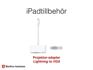 iPadtillbehör
Projektor-adapter
Lightning to VGA
 