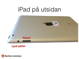 iPad på utsidan
Ljud på/av
Volym
 