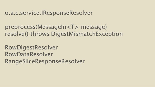 o.a.c.service.IResponseResolver
!
preprocess(MessageIn<T> message)
resolve() throws DigestMismatchException
!
RowDige...