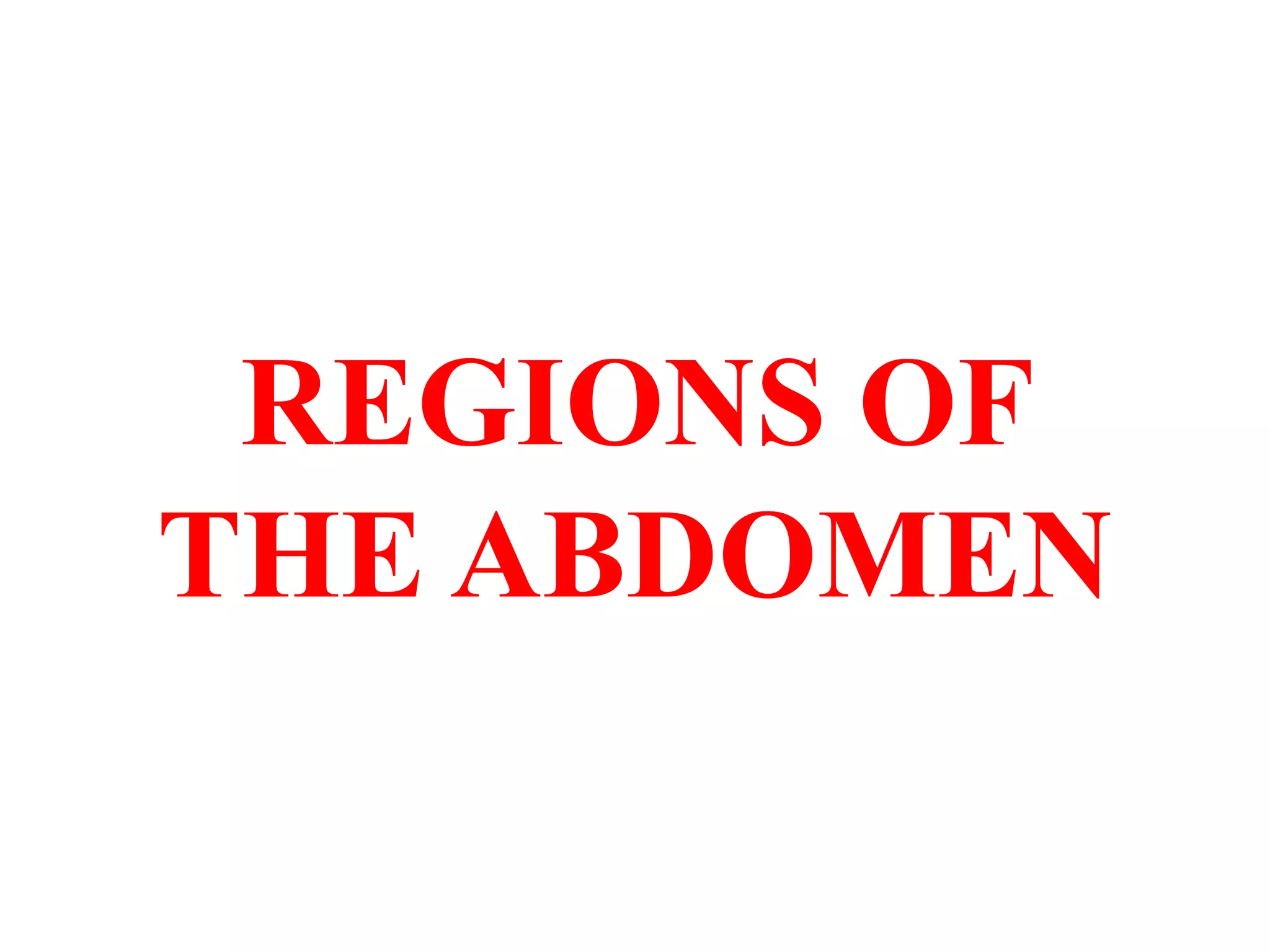 REGIONS OF
THE ABDOMEN