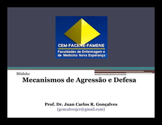 Módulo:

Mecanismos de Agressão e Defesa

Prof. Dr. Juan Carlos R. Gonçalves
(goncalvesjcr@gmail.com)

 