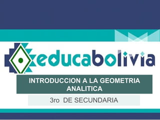 INTRODUCCION A LA GEOMETRIA
         ANALITICA
     3ro DE SECUNDARIA
 