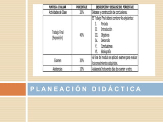 P L A N E A C I Ó N D I D Á C T I C A
 