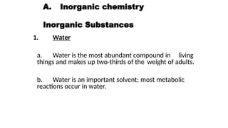Inorganic Compounds Water Introduction to Anatomy and Physiology . | PPTX