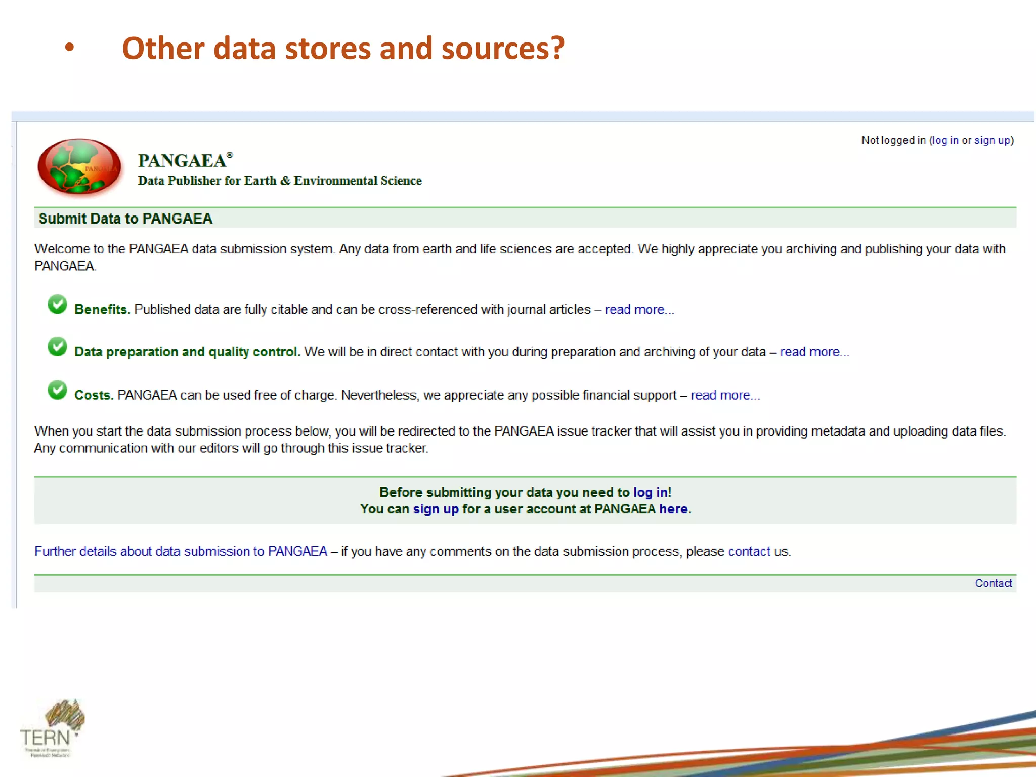 • Other data stores and sources? 
 