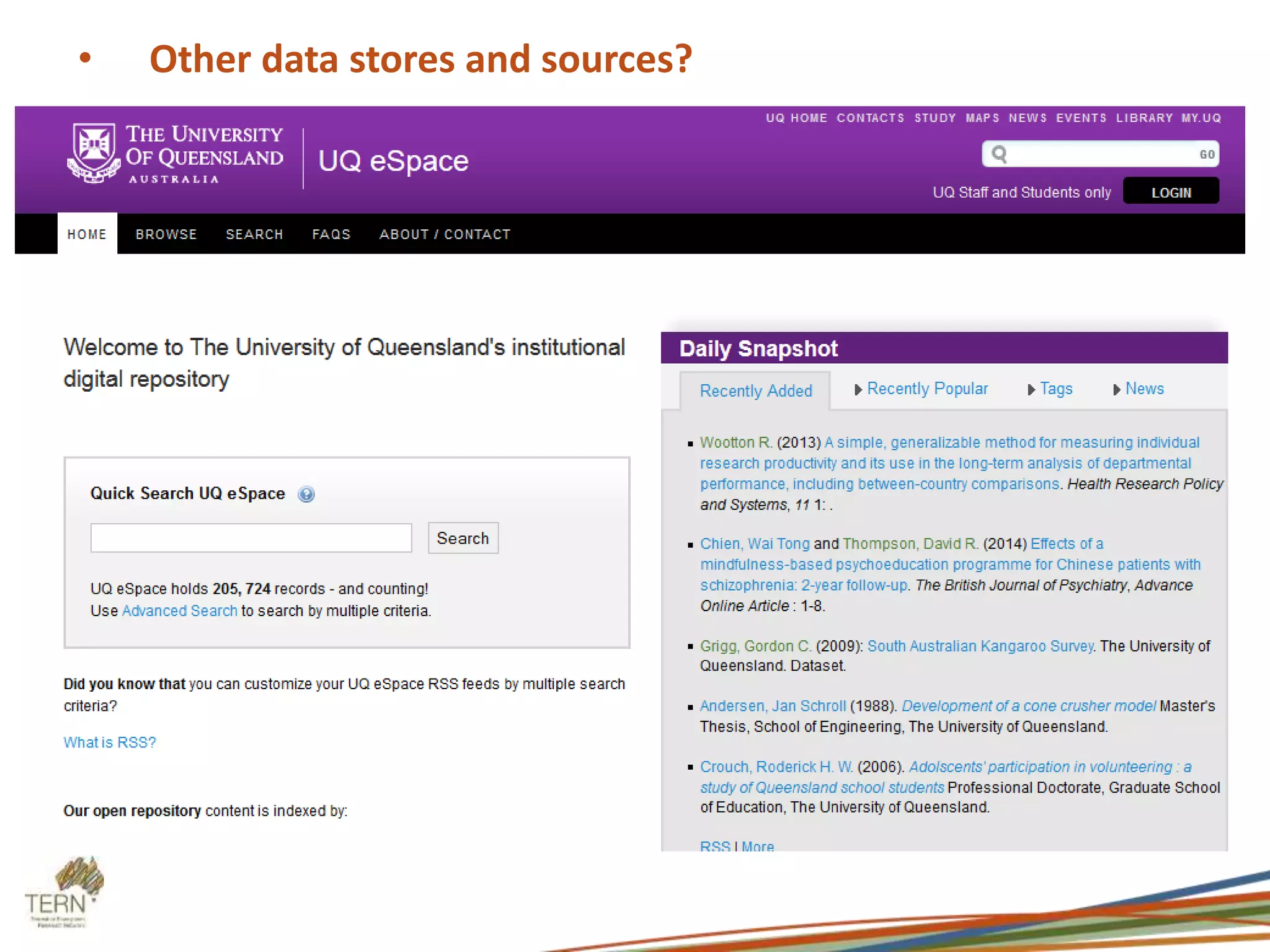 • Other data stores and sources? 
 