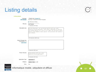 Listing details

Informatique mobile, ubiquitaire et diffuse

61

 