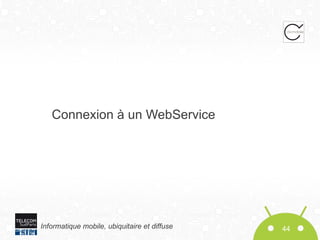 Connexion à un WebService

Informatique mobile, ubiquitaire et diffuse

44

 