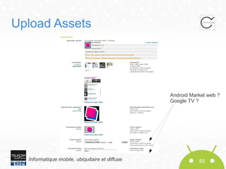 Upload Assets

Android Market web ?
Google TV ?

Informatique mobile, ubiquitaire et diffuse

60

 