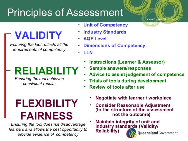 principles of reliability validity and fairness in assessment