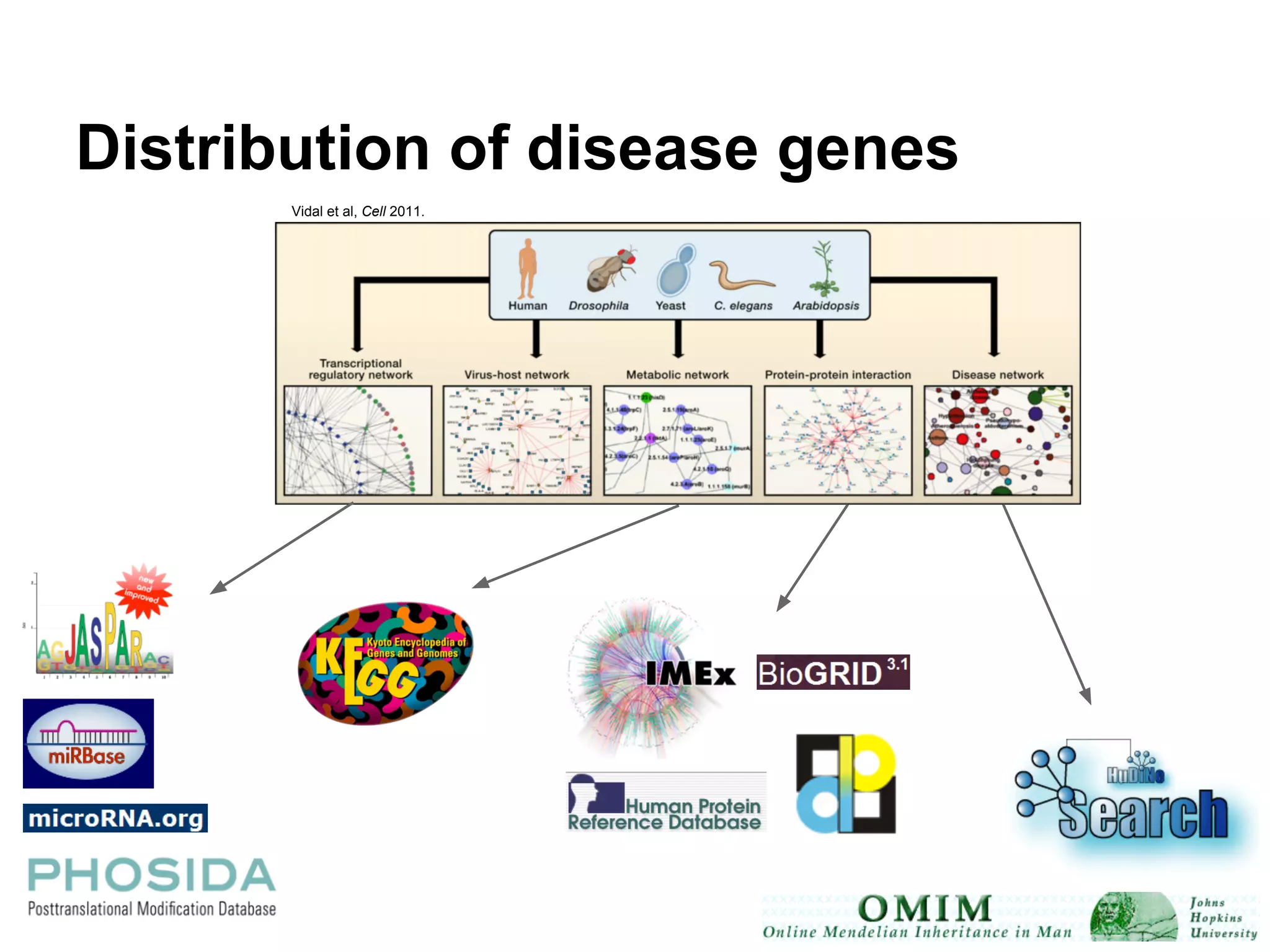 Distribution of disease genes
       Vidal et al, Cell 2011.
 