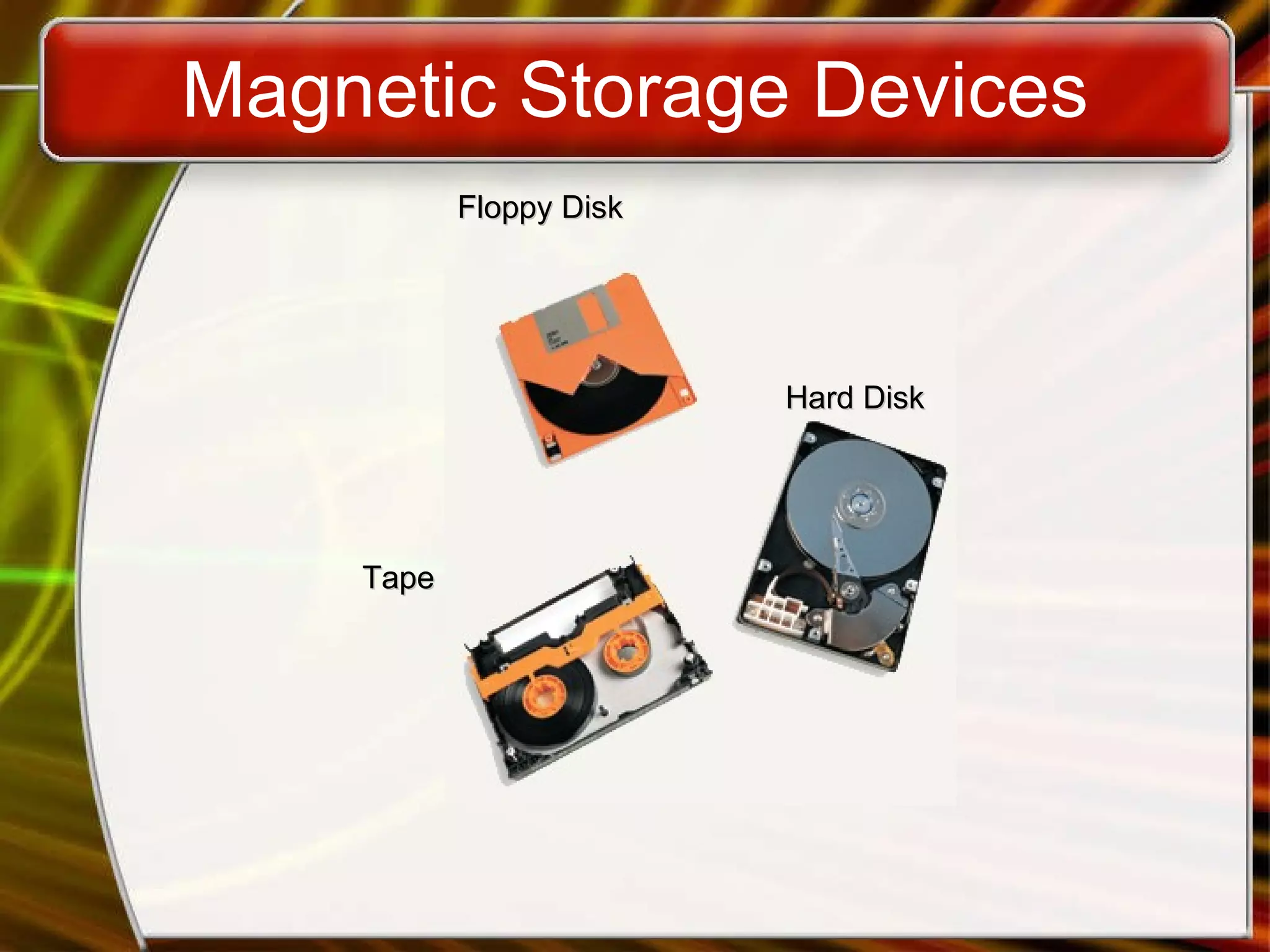 Magnetic Storage Devices Floppy Disk Hard Disk Tape 