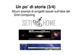 Un po’ di storia (3/4)
Alcuni esempi di progetti basati sull’idea del
 Grid Computing
 