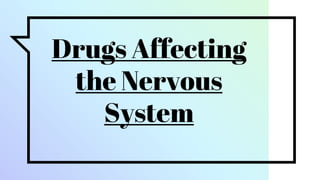 Drugs Affecting
the Nervous
System
 