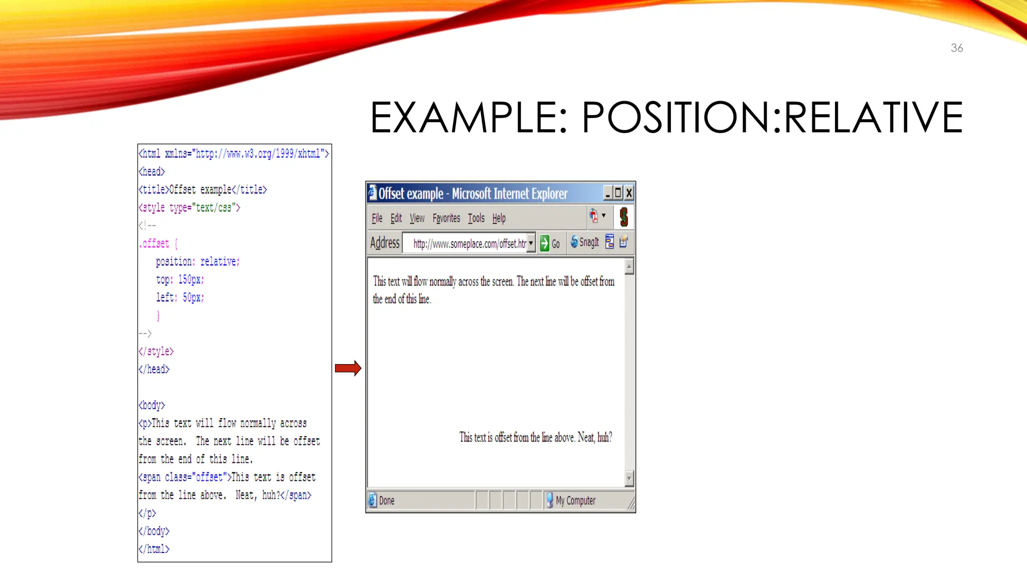 EXAMPLE: POSITION:RELATIVE
36
 