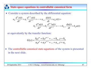 State
State-
-space equations in controllable canonical form
space equations in controllable canonical form
 Consider a s...