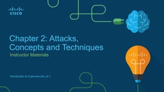 Instructor Materials
Chapter 2: Attacks,
Concepts and Techniques
Introduction to Cybersecurity v2.1
 