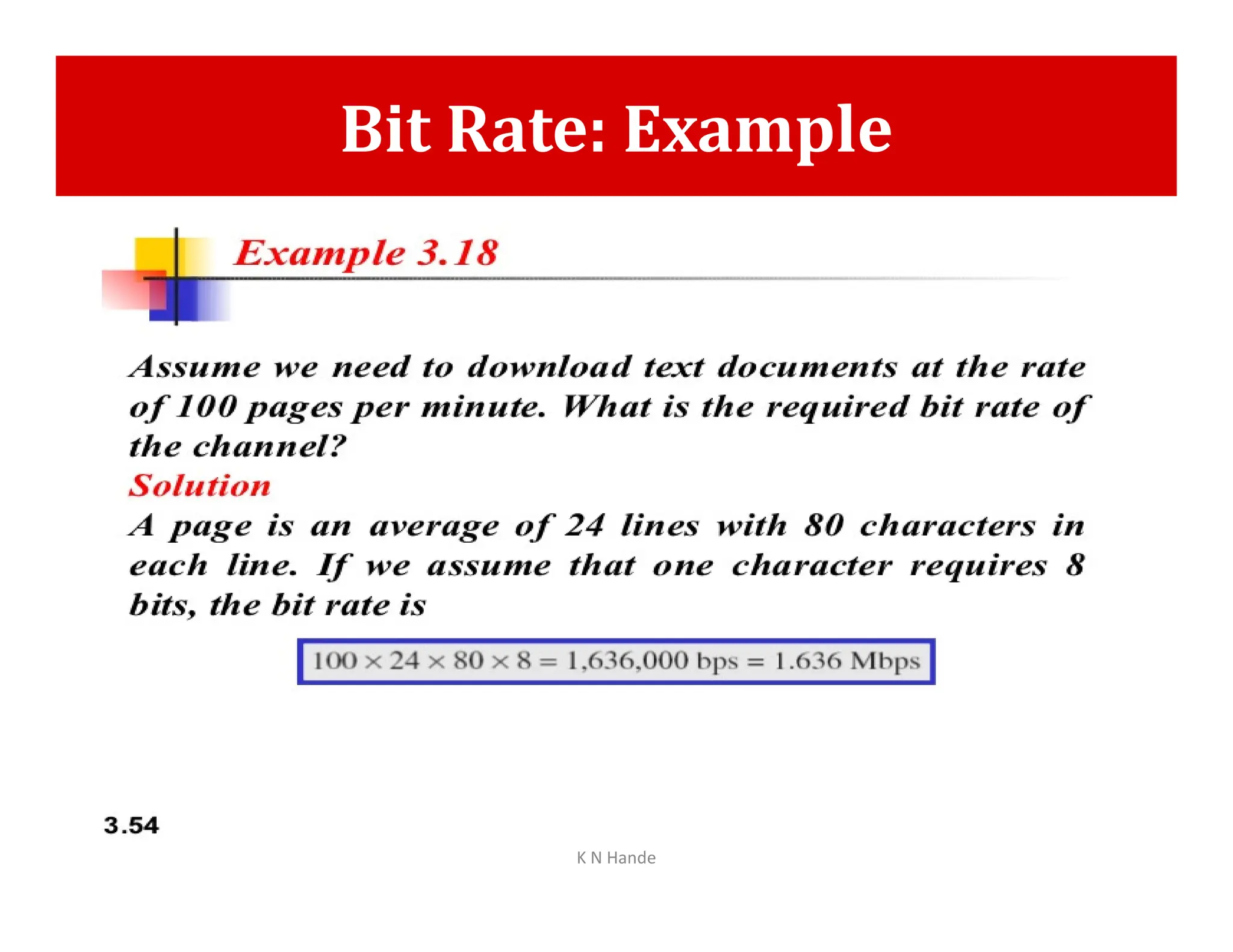 Bit Rate: Example
K N Hande
 