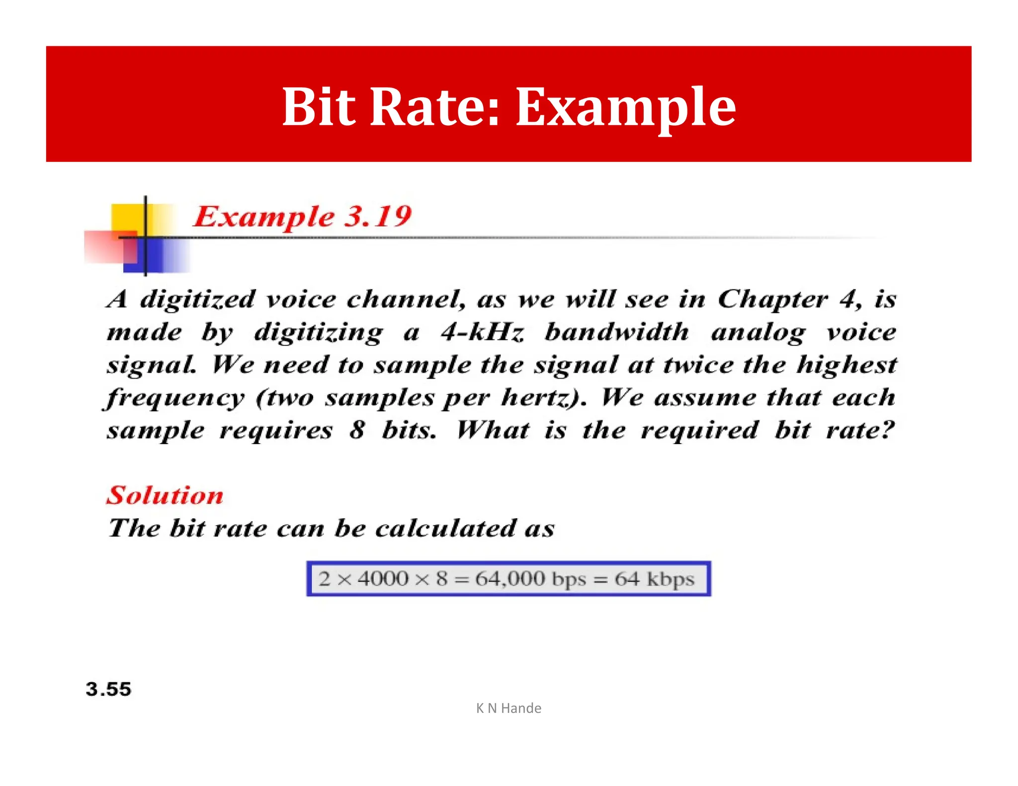 Bit Rate: Example
K N Hande
 