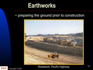SIVA Copyright © 2001
13
Earthworks
Roadwork, Pacific Highway
~ preparing the ground prior to construction
 