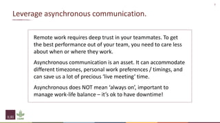 Working better, together: Thoughts on (remote) work processes and technology