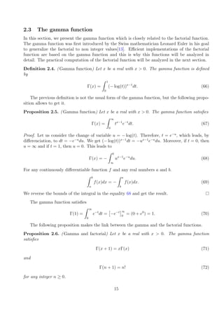 Proposition 2.7. ( Gamma function for negative arguments) For any non zero integer n and
any real x such that x + n > 0,
Γ...