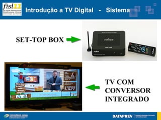 Introdução a TV Digital - Sistema



SET-TOP BOX




                           TV COM
                           CONVERSOR
                           INTEGRADO
 