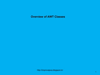 Overview of AWT Classes




    http://improvejava.blogspot.in/
                                      1
 