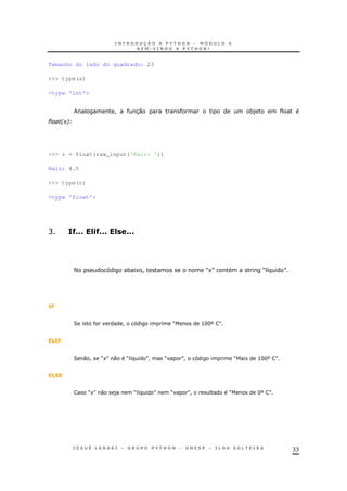33
Tamanho do lado do quadrado: 23
>>> type(a)
<type 'int'>
! 30 *)
# 2+6
>>> r = float(raw_input('Raio: '))
Raio: 4.5
>>> type(r)
<type 'float'>
C KCCC =.KCCC = CCC
< * 1 ! M1N M 8 N
7
2 ! M >HHb N
7
2 0 ! M1N 0 M 8 N! M N! M >HHb N
M1N 0 ) M 8 N M N! M Hb N
 