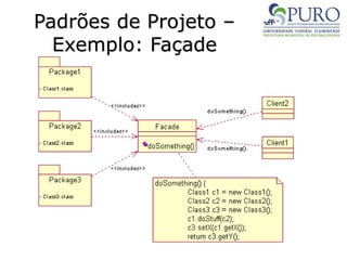 Padrões de Projeto –
Exemplo: Façade
 