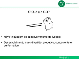 Introdução

                       O Que é o GO?




 •  Nova linguagem de desenvolvimento do Google.

 •  Desenvolvimento mais divertido, produtivo, concorrente e
    performático.
 