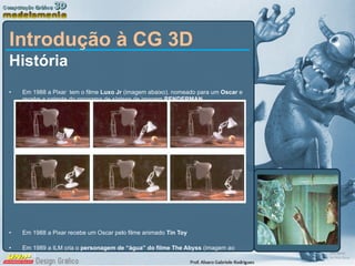 Introdução à CG 3D <ul><li>História </li></ul><ul><li>Em 1988 a Pixar  tem o filme  Luxo Jr  (imagem abaixo). nomeado para...