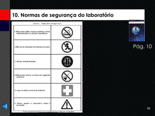 10. Normas de segurança do laboratório Pág. 10  