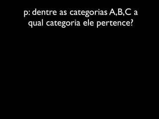 p: dentre as categorias A,B,C a
 qual categoria ele pertence?
 
