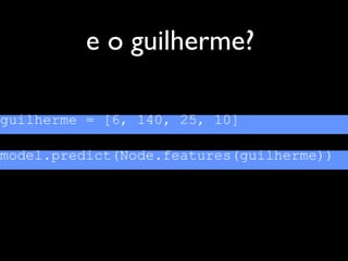 e o guilherme?
guilherme = [6, 140, 25, 10]
model.predict(Node.features(guilherme))
 