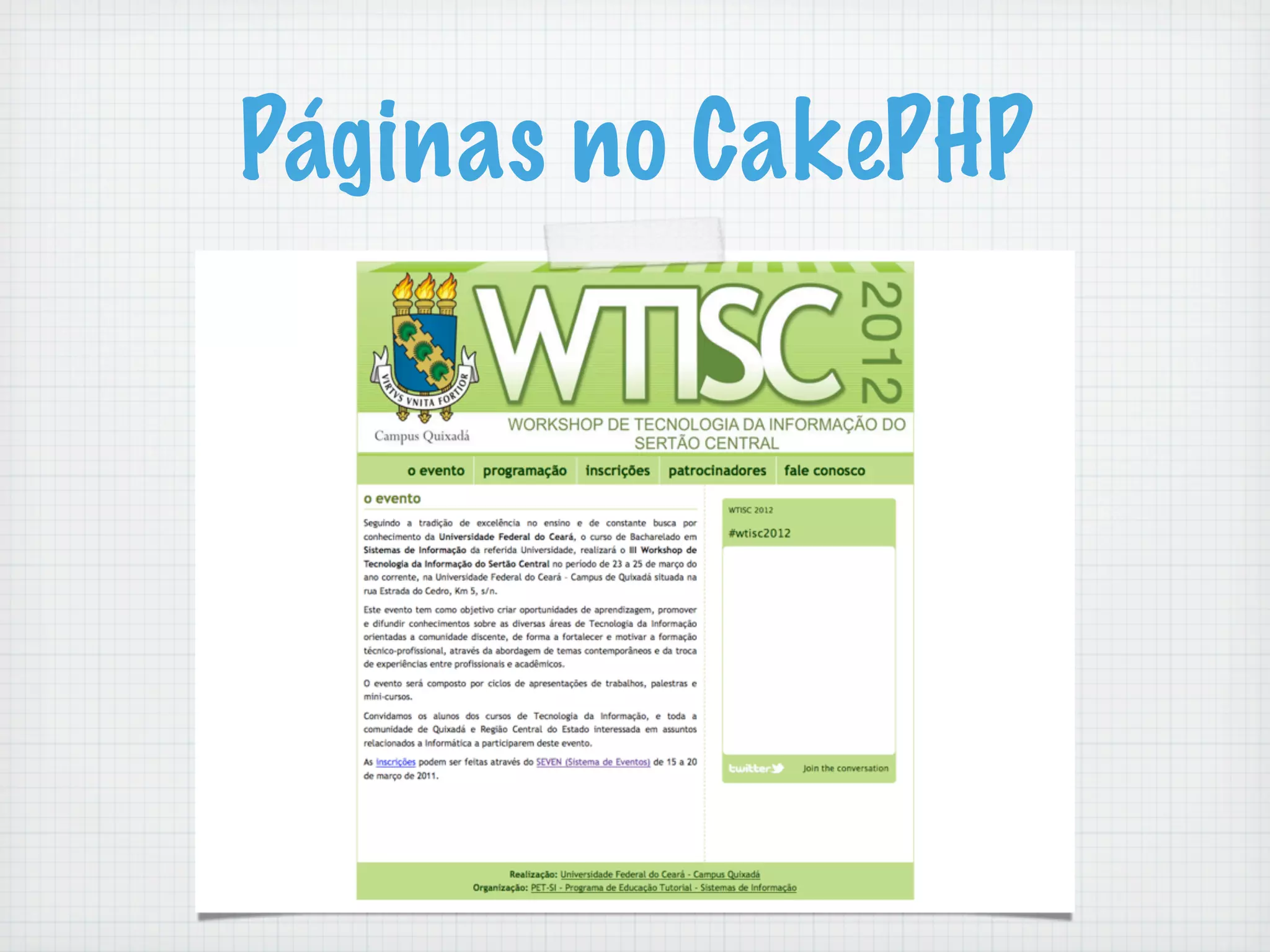Páginas no CakePHP
 