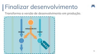 Finalizar desenvolvimento
Transforma a versão de desenvolvimento em produção.
76
 